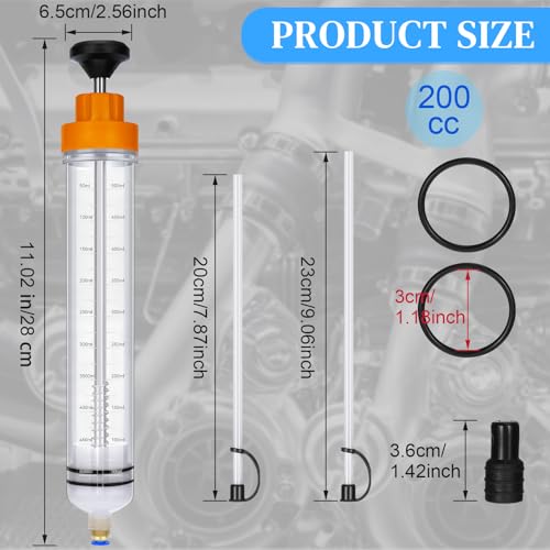 Gisafai 200cc Fluid Extractor Automotive Pump Manual Oil Extractor Pump Syringe for Gasoline Hand Cleaner for Power Steering, Hydraulic Fluid(Orange) - color: Orange, size: 200cc