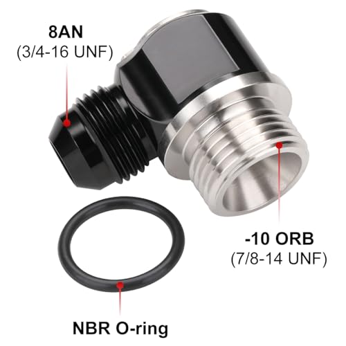 8AN Male Flare Banjo to 10AN -10 ORB Stainless Steel Banjo Bolt Assembly Fitting Adapter Black - size: 8AN to -10 ORB