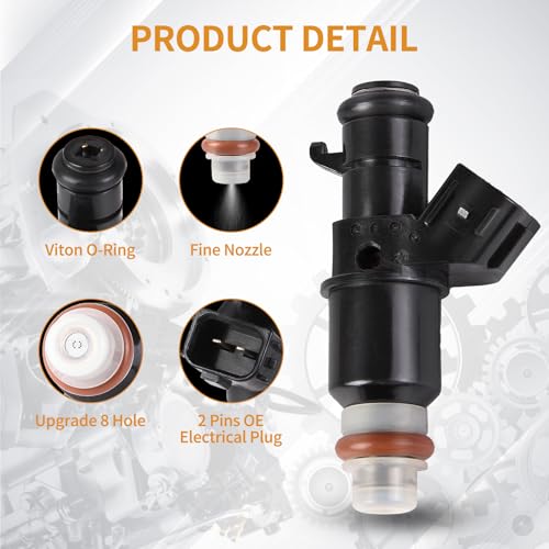 6PCS Fuel Injectors 8 Holes Compatible with Honda Accord V6 3.0L 2003-2007