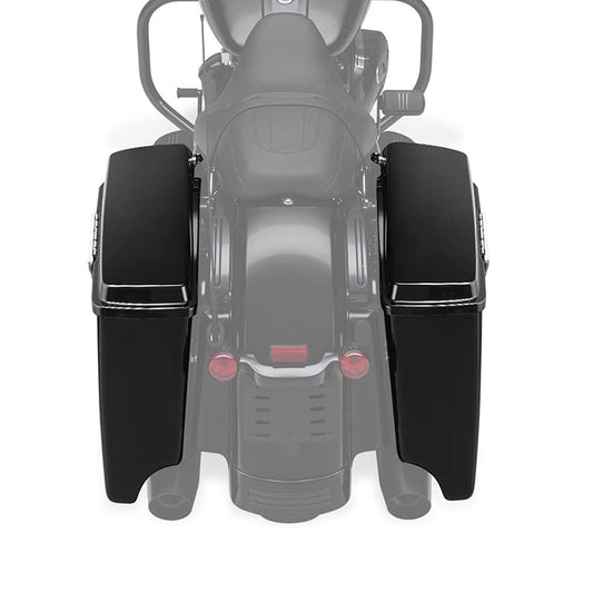 XMT-MOTO 5" Vivid Black Stretched Extended Hard Saddlebags Fit for 1993-2013 Harley Touring Models FLT FLHT FLHTCU FLHRC Road King Road Glide Street Glide Electra Glide Ultra-Classic - color: Gloss Black/Chrome Latches, size: Stretched