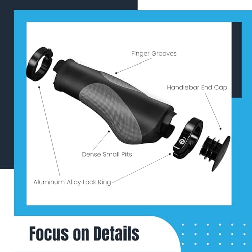 PRUNUS Bike Grips Rubber Ergonomic Antislip Handlebar Grips for MTB Bicycle - color: Black