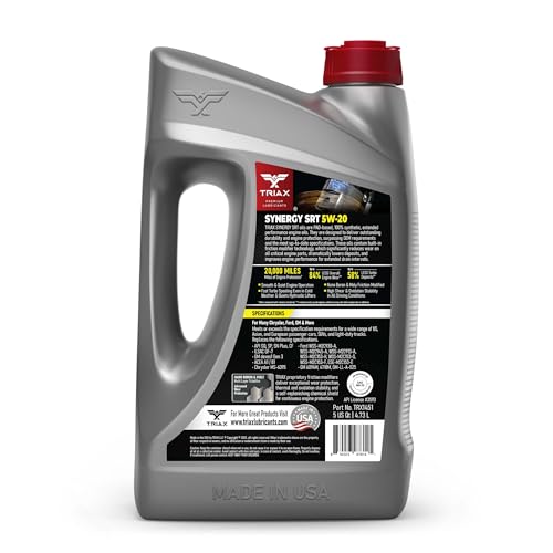 TRIAX Synergy SRT 5W-20 Full Synthetic Engine Oil API SQ/ILSAC GF-7A Licensed | 20,000 Miles of Protection (5 Quart; 3 Pack) - size: 5 Quart - 3 Pack