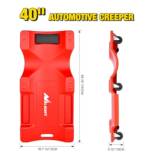 Nilight 40" Mechanic Plastic Creeper with Padded Headrest and 6 Casters - color: Red