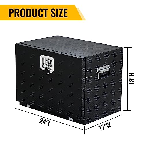 Aluminum Tool Box, Truck Bed Tool Box With Side Handle,Lock And 2 Keys, Tool Storage Box For Truck,Trailer,Pickup,RV,24" - size: 24"