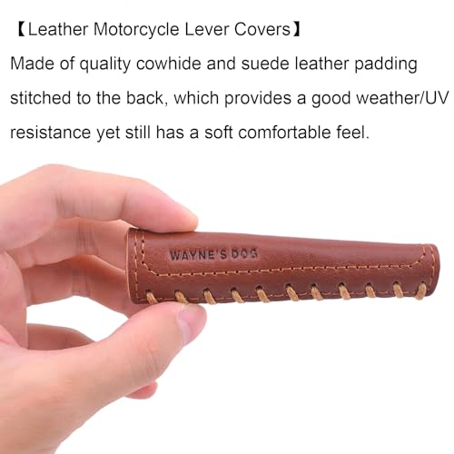 Leather Motorcycle Brake Clutch Covers, Handlebar Hand Grip Covers Throttle Grip Covers - color: Brown: Lever Cover