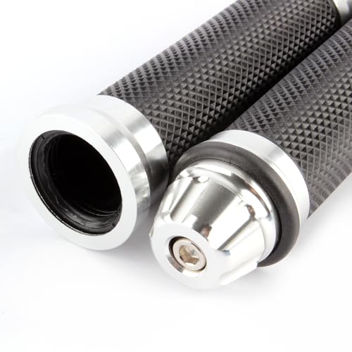 Universal 7/8" 22mm Motorcycle Handlebar Grips - Gel Rubber Compatible with Chopper, Cruiser, Street, Dirt Bike - color: Sliver