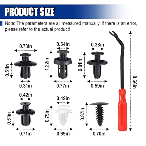 100PCS Car Bumper Retainer Clips with Fastener Remover - size: 100PCS&5Tools