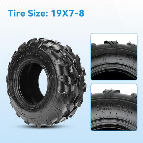 EOPOAYI 19x7-8 Tire 19x7x8 Street Tubeless Compatible with Coleman Mini Bike CT200U BT200X Baja Warrior MB165 MB200 Axis M200 Coolster 110cc 125cc ATV UTV Quad 4 Wheeler Go Kart Replacement Parts 4PR - size: 1 Pack
