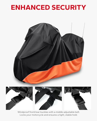 Amazicha Waterproof Motorcycle Cover with Side Top Box Fit for Harley Davidson Touring Street Glide Ultra Limited Road Glide Electra Glide Honda, 116"x 47" x 53" All‑Weather Outdoor Protection