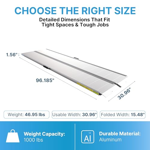 EZ-Access Traverse Aluminum Singlefold Edgeless Ramp, Silver, Loading, 8 ft - size: 8 Foot, style: Singlefold Edgeless