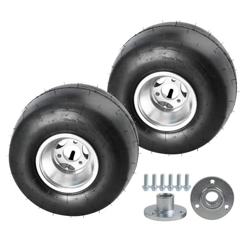 Rear Wheel Tire 11x7.10-5'' 11x7.10x5'' Tubeless Tires, 5'' Rear Tire, 4-Ply Slick Tires Rim 3 Stud for Go Kart Racing Cart Quad Drifting Mini Bikes (with Aluminum Rear Wheel Hub) - size: Rear