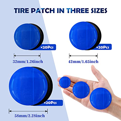 60PCS Tire Patches Tire Patch Kit 32 mm 42 mm 58 mm Tire Repair Kit with Tire Patch Roller Scraping Cutter Tire Repair Tools for Car Truck Motorcycle Bike - size: 60pcs patches