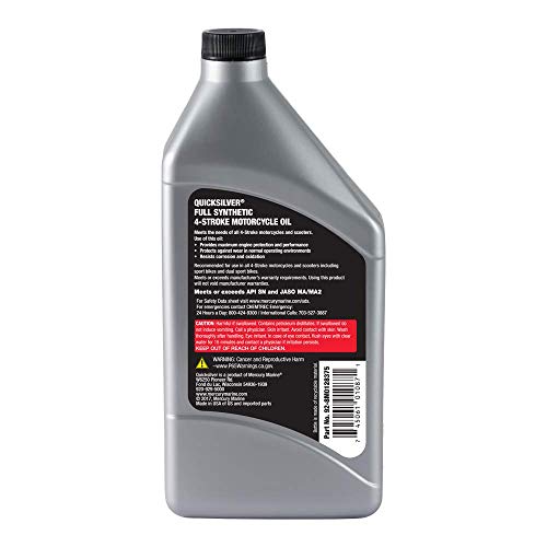 Quicksilver 15W-50 Full Synthetic Motorcycle Oil, 1 Quart - size: 1 Quart, style: 15W-50