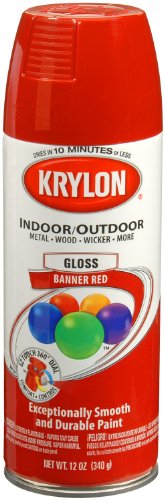 Krylon K05210807 ColorMaster Paint + Primer, Gloss, Banner Red, 12 oz. - color: Banner Red, size: 12 Ounce (Pack of 1), style: Gloss