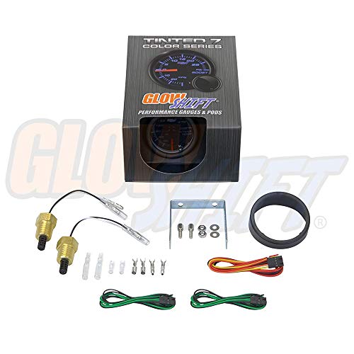 GlowShift Tinted 7 Color Dual Air Intake Temp Gauge Kit, 2-1/16" 52mm