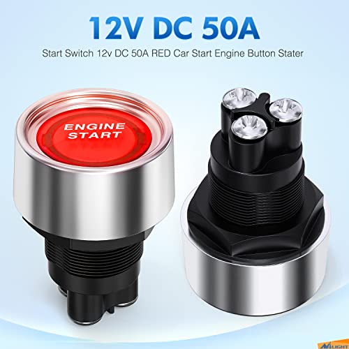 Nilight Start Engine Button 12V DC 50A Red - color: Red Start Engine Button