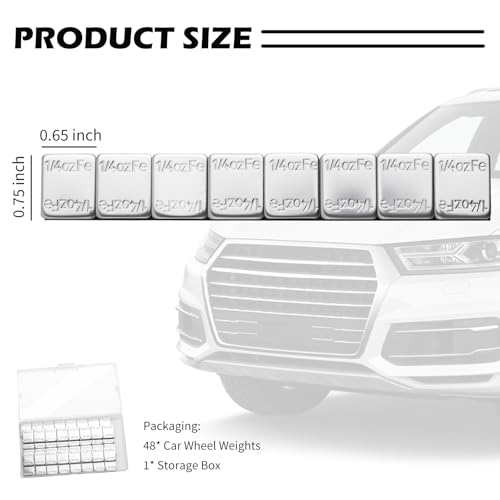 Upgraded 48PCS 0.25 oz Car Wheel Weights,Strong Self-Adhesive Car Stick on Wheel Weights for Wheels Weight Balancing,Universal Wheels Weight Stick on Cars Accessories for Cars/SUVs/Trucks