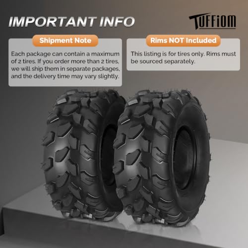TUFFIOM Set of 2 ATV UTV Tires, 18x7-8, 6PR All-Terrain Mud Tires with Directional Tread, Drainage, Strong Srip and Snow-breaking for Rainy/Snowy Areas, Tubeless Trail Tire - size: 18x7.00-8 (2 pack)