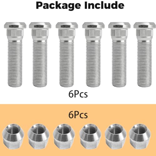 6Sets 1/2-20 Inch Wheel Stud with Nuts for Trailer Compatible with Lippert Axles 3500 lb, Compatible with Dexter Axles 4400 lb with 1/2"-20 UNF Thread Size, Wheel Studs - size: 6Sets