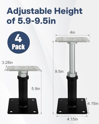 4 Pack House Jacks for Leveling, Screw Jack Adjustable Floor Jack Post