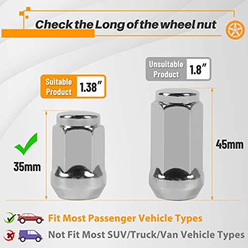 MIKKUPPA M14x1.5 Lug Nuts,Replacement for Ford Chevy Aftermarket Wheel Nuts - color: Chrome, size: M14x1.5
