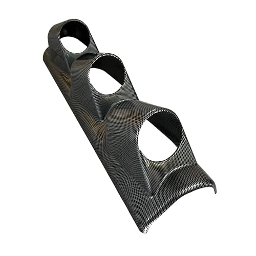 Universal Black 2" 52mm Triple 3 Hole Pillar Gauge Pod Holder - size: LONG CARBON