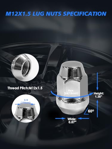 M12X1.5 Lug Nuts Compatible with Impala/Malibu/HHR/Lacrosse/Equinox