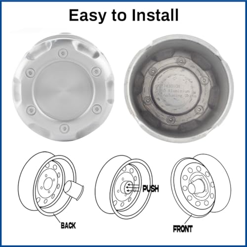 3.27in Push Through Wheel Center Caps Aluminum Fit 3.27" Center Bore Truck Trailer RV SUV Wheels Rims, Silver Hub Covers, 4Pcs - size: 3.27” Hub, 3.72” Tall
