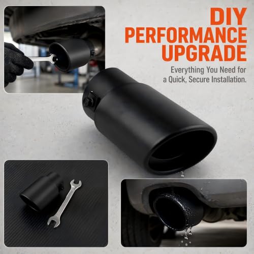 Stainless Steel Exhaust Tip, 2.75-2.87" Adjustable Inlet 3" Outlet 6.1" Long, Heavy-Duty Muffler Tail Pipe for Universal Car Modification (Matte Black)