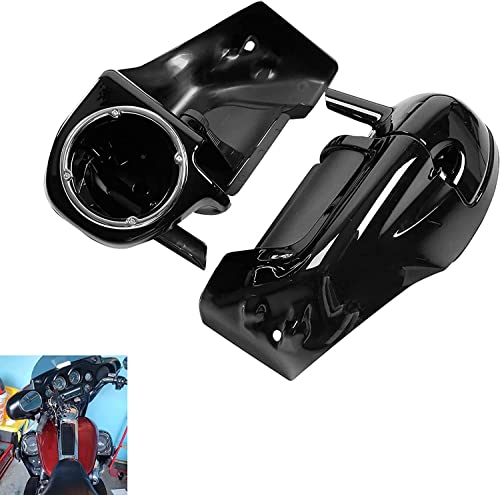 TCMT Lower Vented Leg Fairings + 6.5" Speaker Box Pods Fits For Harley Road King Road Glide Street Glide Electra Glide Ultra-Classic 1983-2013 - color: Vivid Black #3