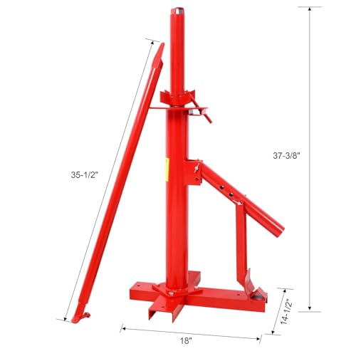 Heavy-Duty Portable Manual Tire Changer for 8" to 16" Wheels - Bead Breaker Tool for Cars, Trucks, and Small Shops (Red Steel Construction), Red