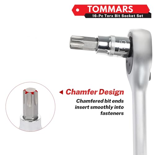 TOMMARS 16-Piece 3/8" Drive Conventional Torx Socket Set - style: Torx Bit Socket