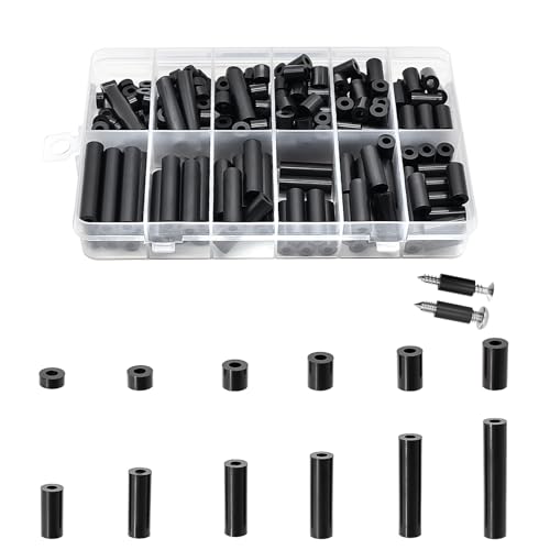 Exqutoo 270Pcs ABS Round Spacers ID 3mm, OD 7mm - color: Black/3.2mm,270Pcs