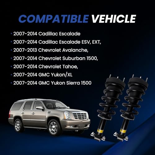 4PCS Front & Rear Shock Strut Assembly Magnetic Ride Control Suspension Fit for 2007-2014 Cadillac Escalade ESV, Chevy Suburban Tahoe Silverado, GMC Yukon XL Sierra 1500 Replace 23487280 19353951 - size: 4PCS Shock Strut Assembly