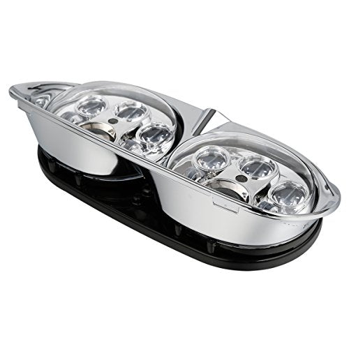 SLMOTO Inner & Outer Fairing 5.75'' Dual LED Headlight Fit for Fit for Harley Road Glide FLTR 98-13 - color: Vivid Black+Chrome Dual LED Headlight