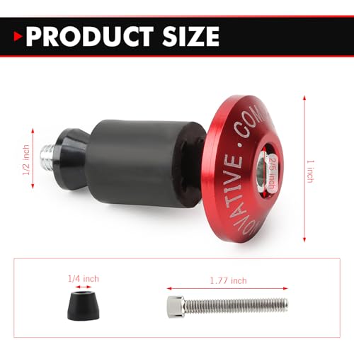 2 PCS Motorcycle Handlebar Grips, 7/8" Bar Ends, Universal Motorcycle Handlebar Plugs (Red) - color: Red