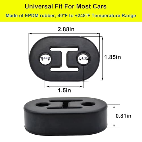 12PCS Exhaust Hanger 3/8"(10MM) Zinc Coated Steel Rod Rubber Hanger Set