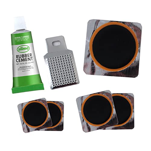 Slime 1022-A Tube Rubber Patch Kit, for Bikes and Other Inflatables, Contains, 5 Patches, Scuffer and Glue - size: 5-Count, style: Rubber Patch Kit