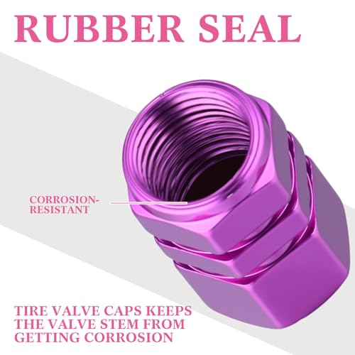 Tallew 50 Pcs Tire Valve Stem Caps Metal Aluminum Tire Caps, Purple - color: Purple