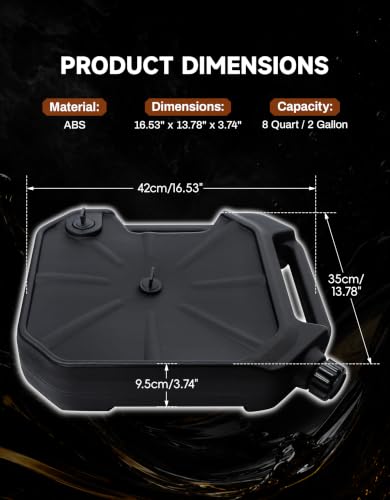 TCT-MOTORPARTS 8 Quart /2 Gallon Motorcycle Low Profile Oil Drain Pan - color: Low profile oil Drain Pan for ATV UTV