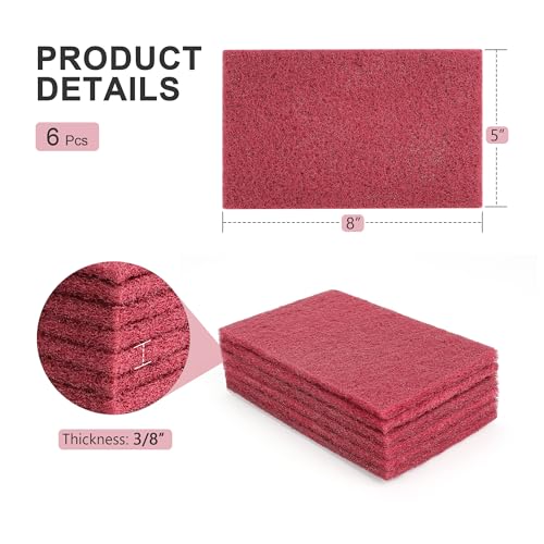 12.7 x 20.3cm(5 x 8인치) 마룬 스커프 패드 6팩 - 페인트 준비, 자동차 바디 및 목공용 320그릿 연마제, 부직포 산화 알루미늄, 습식 또는 건식 재사용 가능, 막힘 및 찢어짐 방지 - color: 밤색., size: 6 pcs (5" x 8")