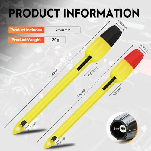 Wire Piercing Probe, Extended 2MM Banana Plug Insulation Piercing Clip Tool for Multimeter Voltage Voltmeter Thermometer Testing(2 Pack) - size: 2MM
