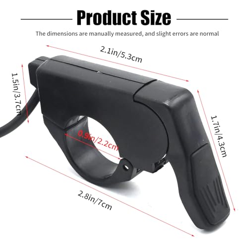 7/8'' 22mm Ebike Thumb Throttle, Electric Scooter Throttle, Electric Throttle Thumb Throttle, Left/Right Hand Thumb Throttle for 36V 48V 60V 72V Electric E-Bikes (SM Plug)