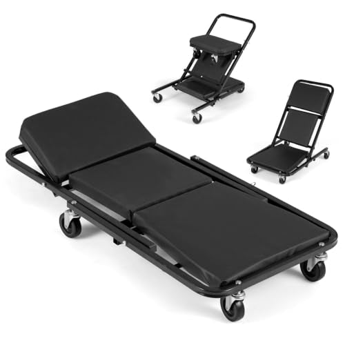 Goplus 41" Foldable Mechanic Creeper, 4-in-1, 450 LBS Capacity - color: Black, size: 41"