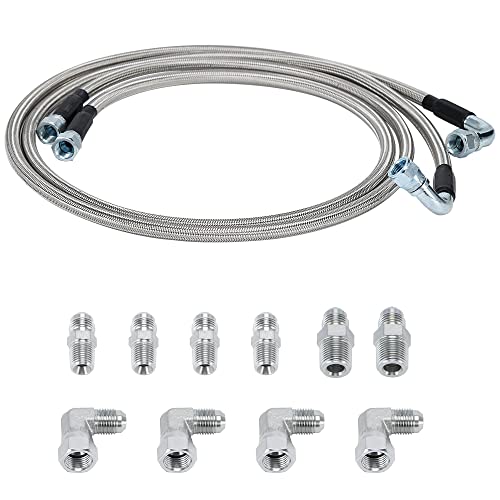6AN 52" Transmission Fluid Oil Cooler Hose Line kit for GM Chevy Ford GMC Buick Cadillac Cars and Trucks Stainless Steel Braided PTFE Hose - size: 52inch