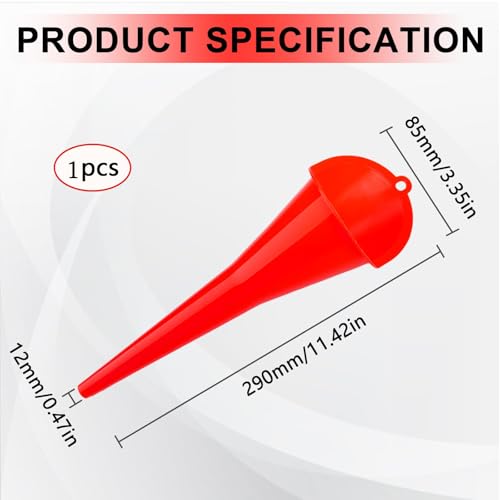 Long-Neck Oil Funnel for Automotive – Multi-Function Plastic Funnel for Oil, Gas & Lubricants – Universal Car Accessory (Red (1-Pack)) - color: Red (1-Pack)