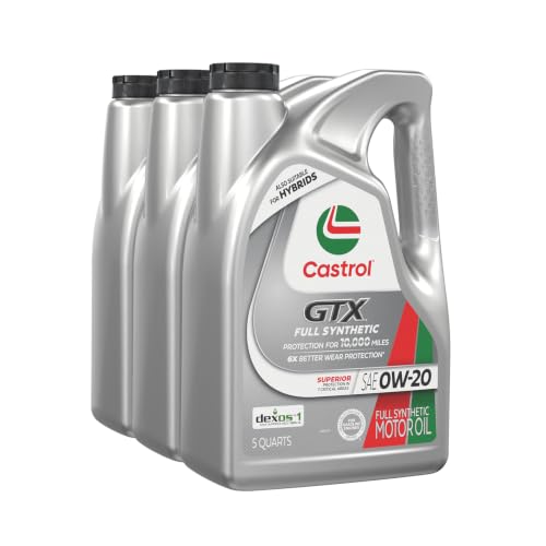 Castrol GTX Full Synthetic 0W-20 Motor Oil, 5 Quarts, Pack of 3 - size: 5 Quarts, Pack of 3