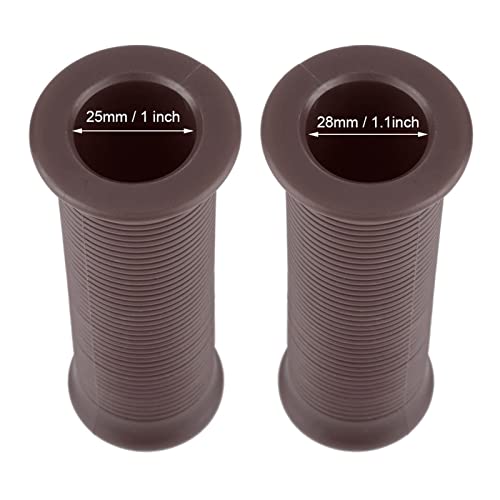 Handle Grip Pair, Motorcycle Grips Pair of 1inch 25mm/ 1.1inch 28mm Universal Motorcycle Vintage Handle Handlebar Grip for Most Motorcycles - color: Dark Brown