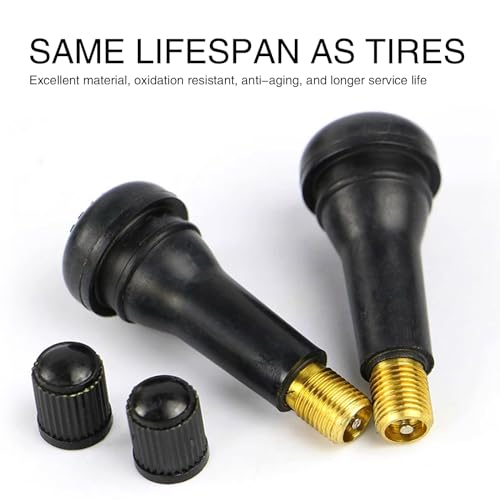 UGSHY 5 PCS Snap-in Tire Valve, TR412 Short Valve Stem, for Tubeless 0.45 Inches Rim Holes on Standard Vehicle Tires (Black) - size: 5 PCS #305