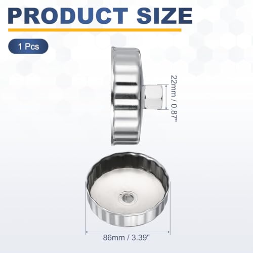 HARFINGTON Oil Filter Cap Wrench 18 Flute 86mm Inner Dia 1/2" - size: 86mm x 18 Flute(906)